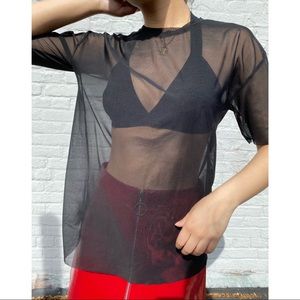 Black mesh top